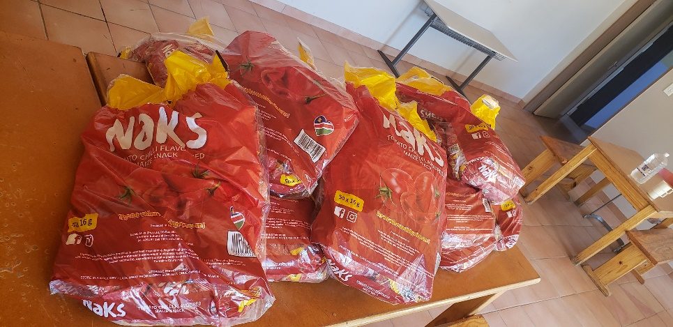 Snacks given to the Keetmanshoop CarePoint by Namib Mills